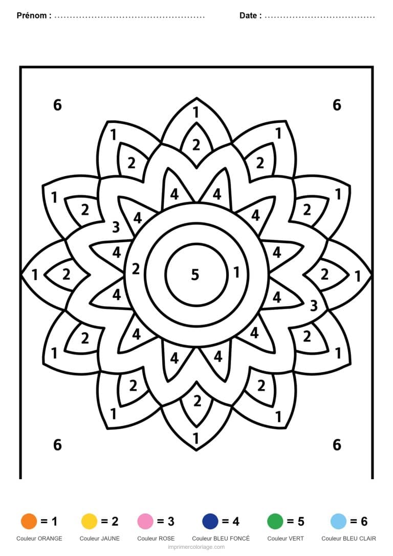 coloriage magique mandala marguerite mandala - dessin gratuit &agrave; imprimer
