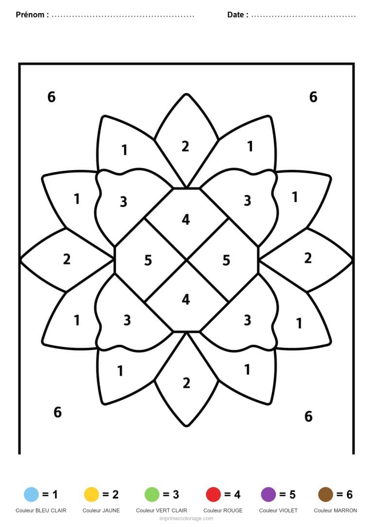 coloriage magique mandala rosace a petales - dessin gratuit &agrave; imprimer