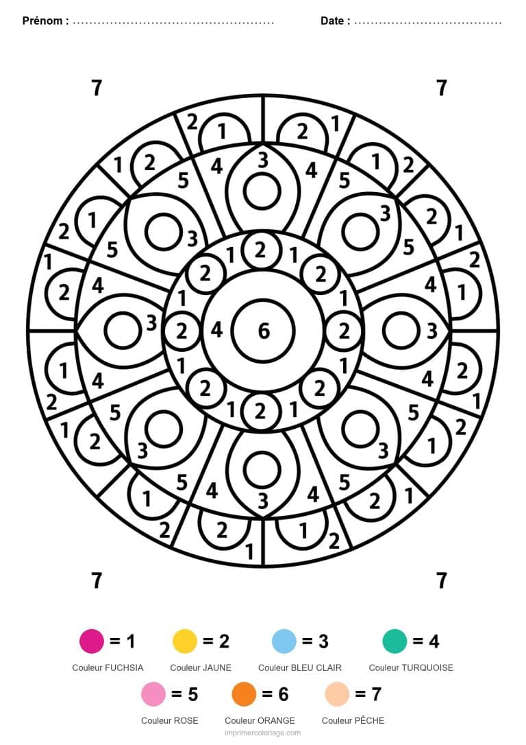 coloriage magique mandala rosace perlee - dessin gratuit &agrave; imprimer