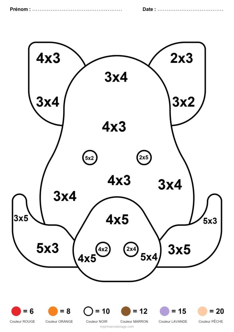 coloriage magique multiplication cochon - dessin gratuit &agrave; imprimer