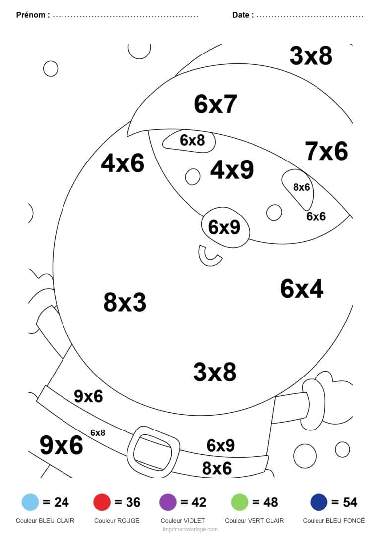 coloriage magique multiplication gros pere noel difficile - dessin gratuit &agrave; imprimer