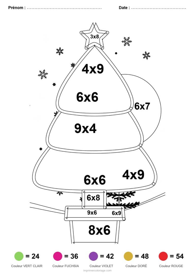 coloriage magique multiplication sapin en pot difficile - dessin gratuit &agrave; imprimer