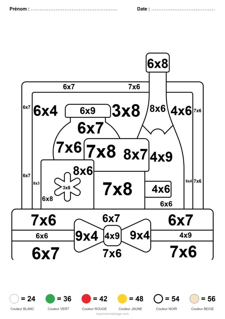 coloriage magique multiplication table de fete difficile - dessin gratuit &agrave; imprimer