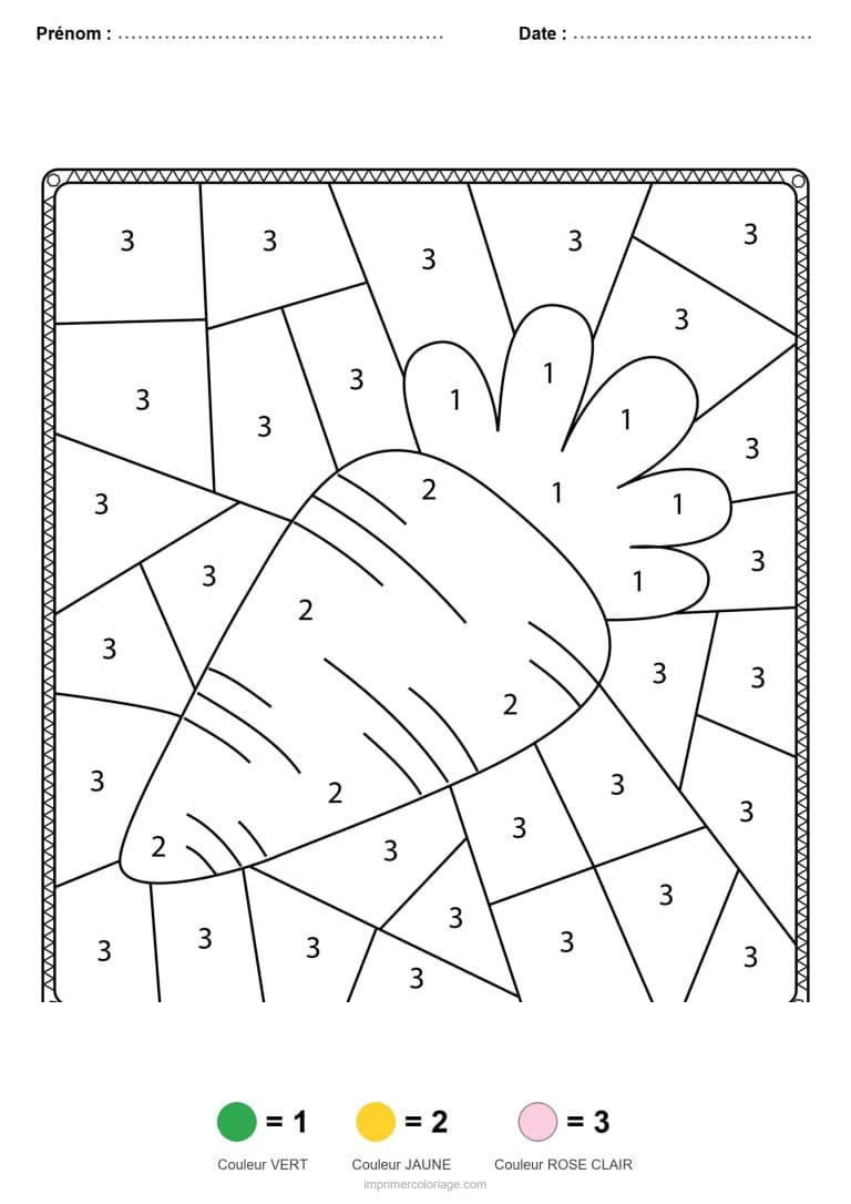 coloriage magique paques carotte - dessin gratuit &agrave; imprimer