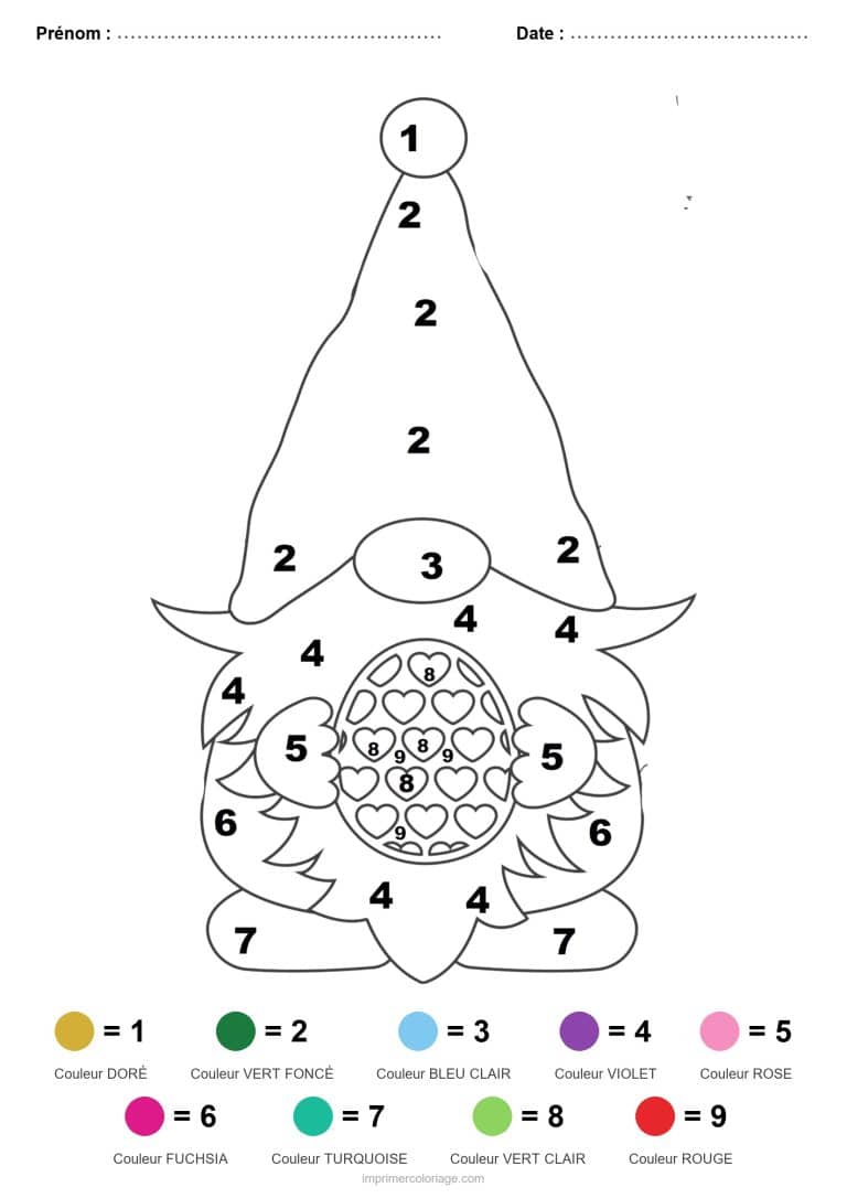 coloriage magique paques gnome a l oeuf - dessin gratuit &agrave; imprimer