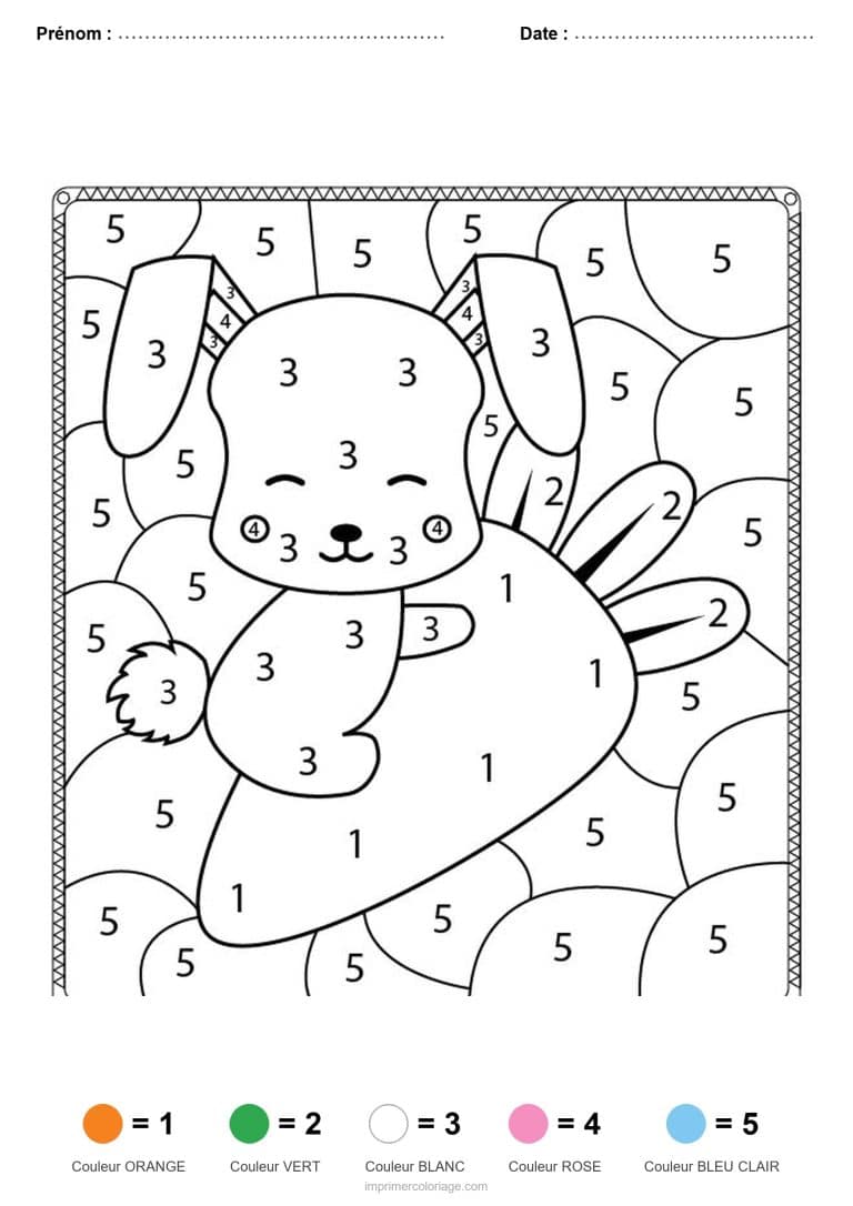 coloriage magique paques lapin a la carotte - dessin gratuit &agrave; imprimer