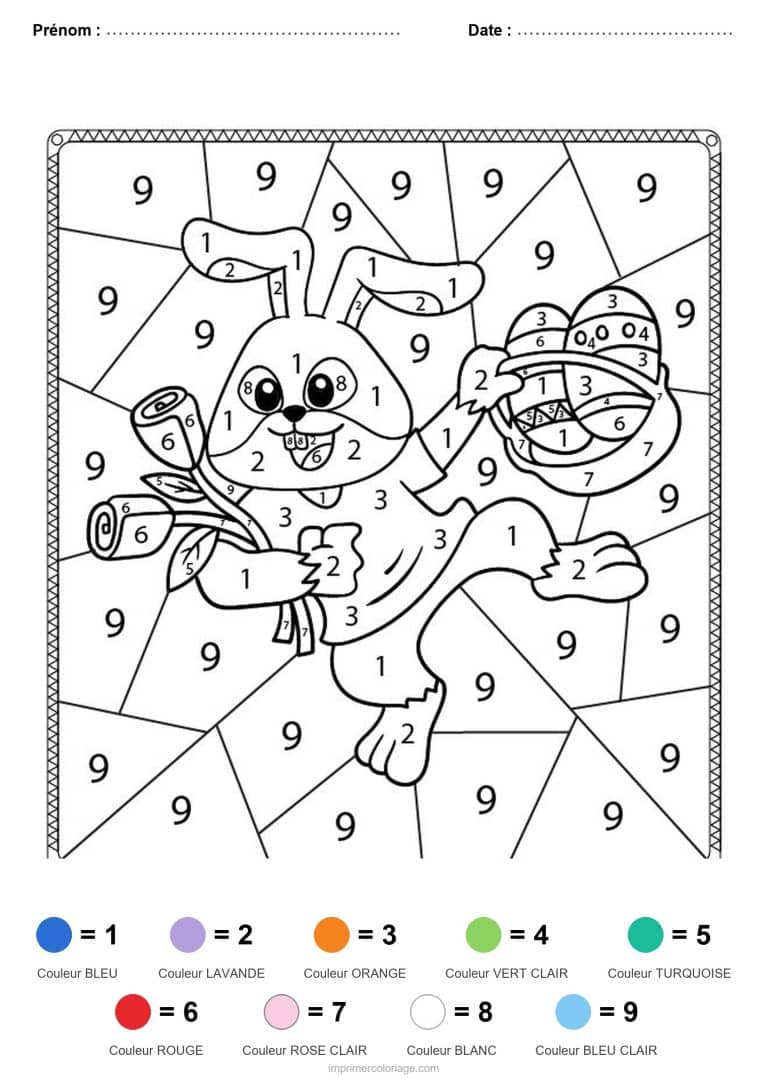 coloriage magique paques lapin aux oeufs 3 - dessin gratuit &agrave; imprimer