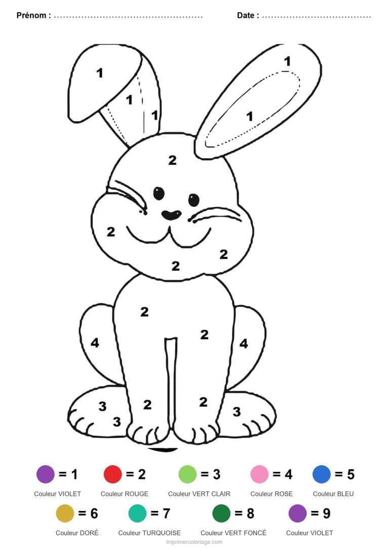coloriage magique paques lapin debout - dessin gratuit &agrave; imprimer