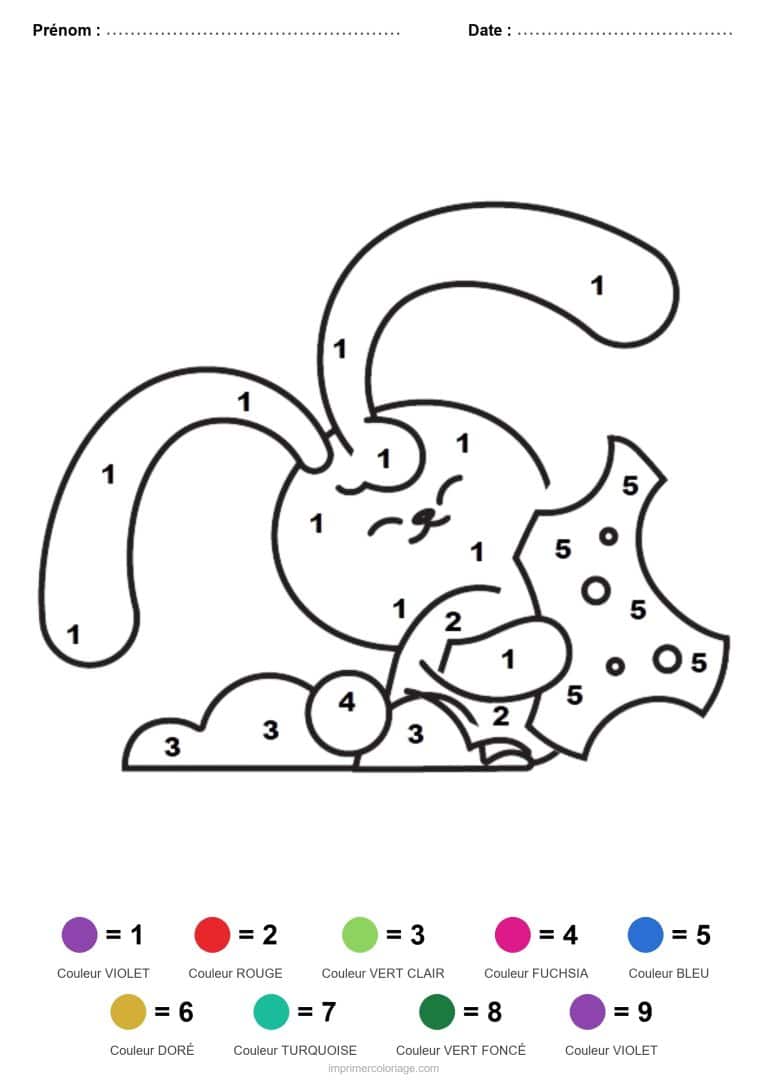 coloriage magique paques lapin et oeuf - dessin gratuit &agrave; imprimer