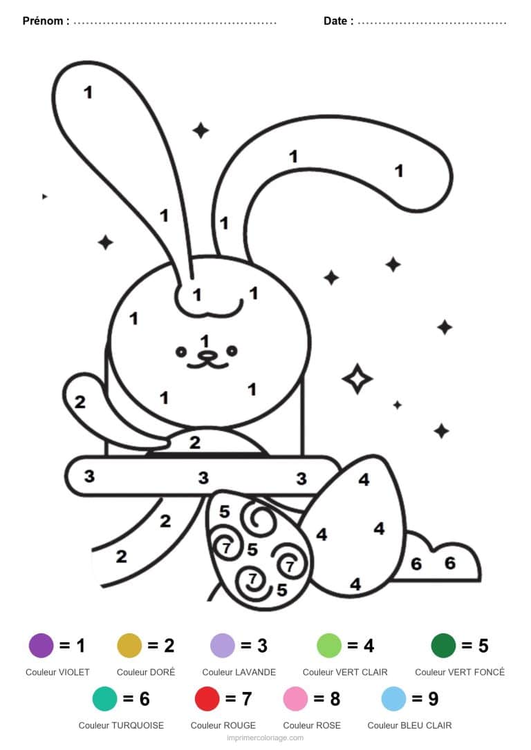 coloriage magique paques lapin etoile - dessin gratuit &agrave; imprimer