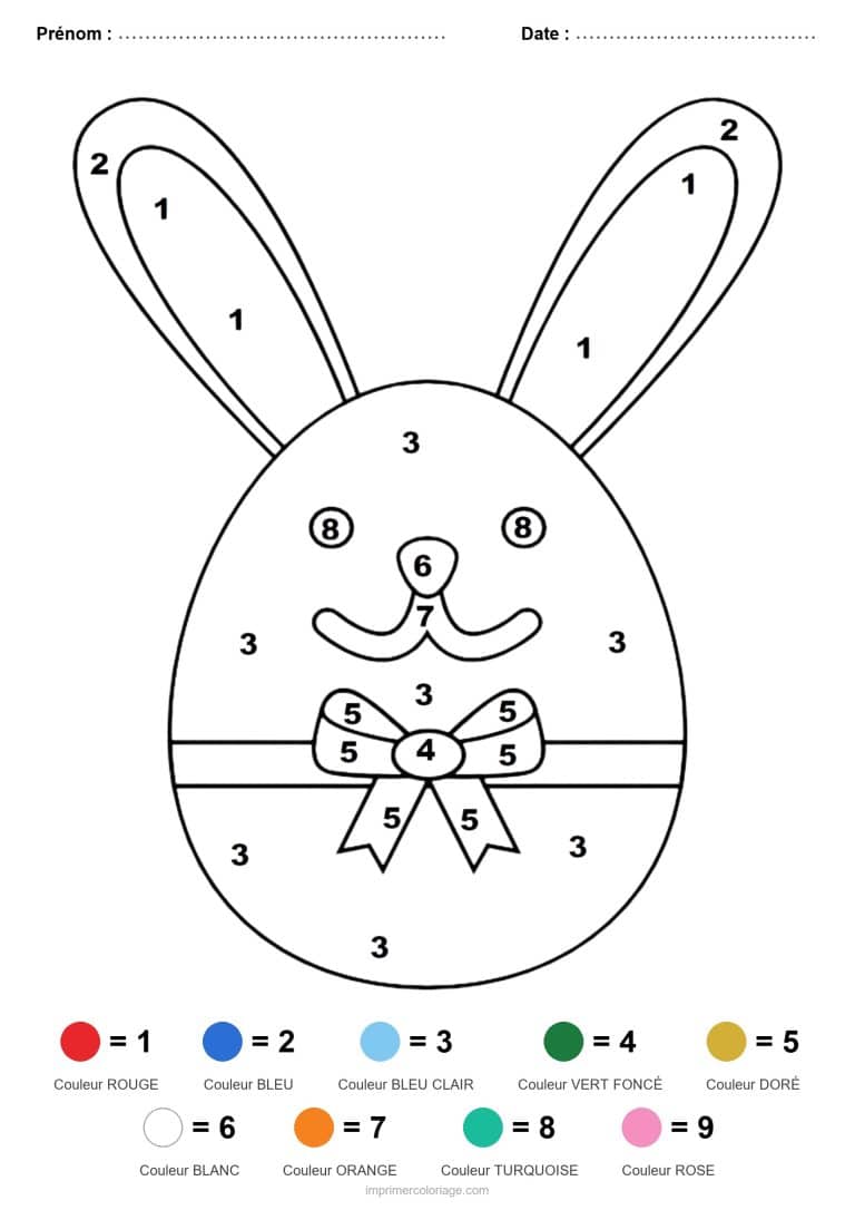 coloriage magique paques lapin oeuf - dessin gratuit &agrave; imprimer