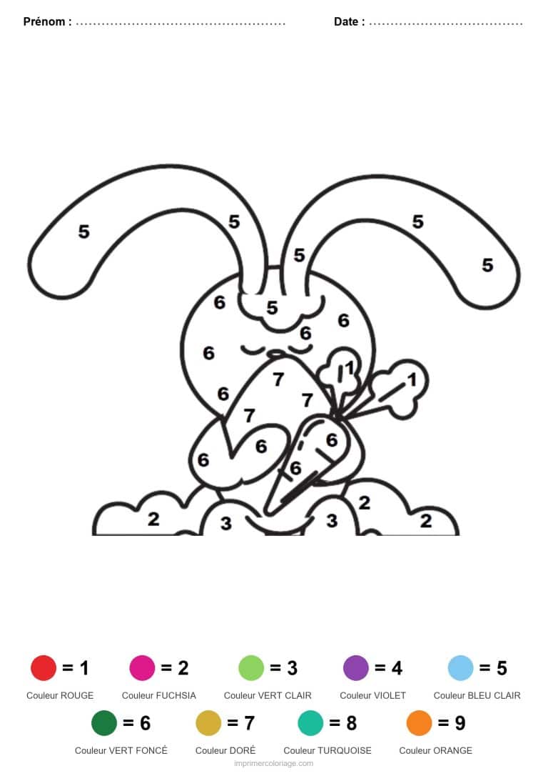 coloriage magique paques lapin peintre 2 - dessin gratuit &agrave; imprimer