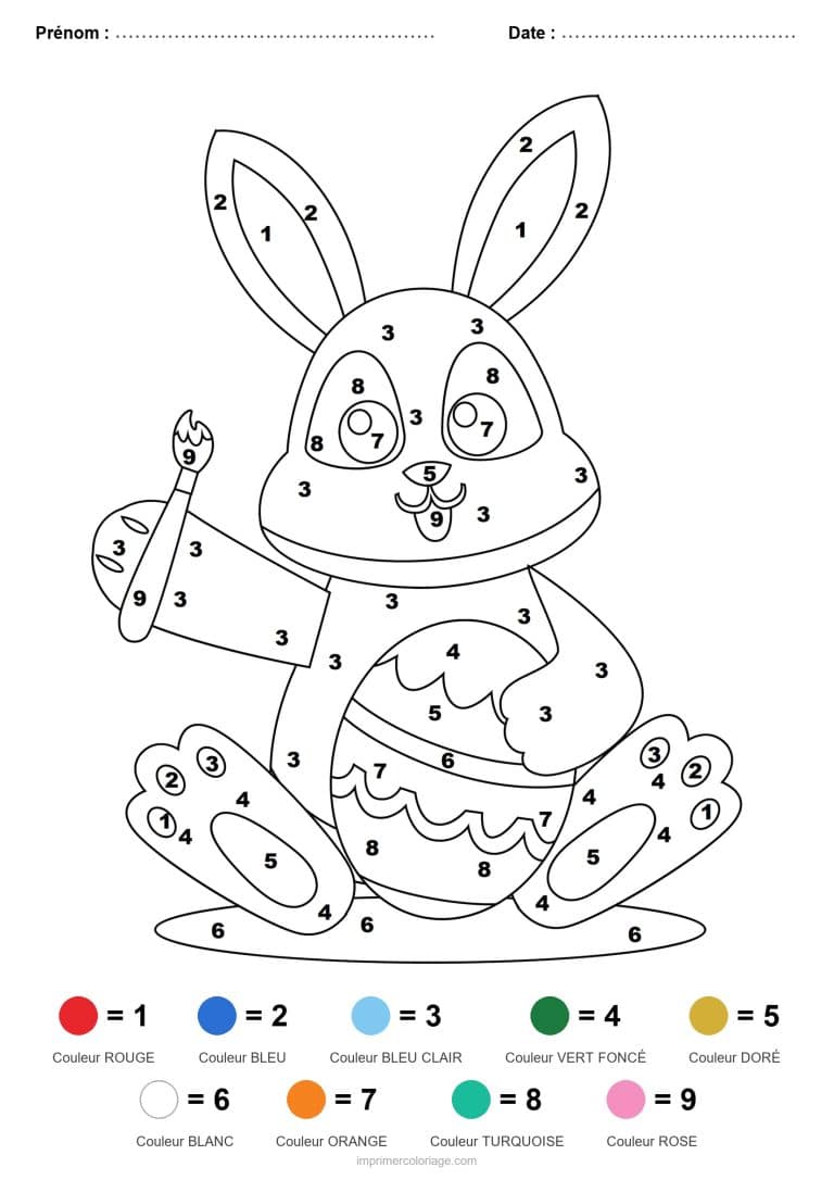 coloriage magique paques lapin peintre 3 - dessin gratuit &agrave; imprimer