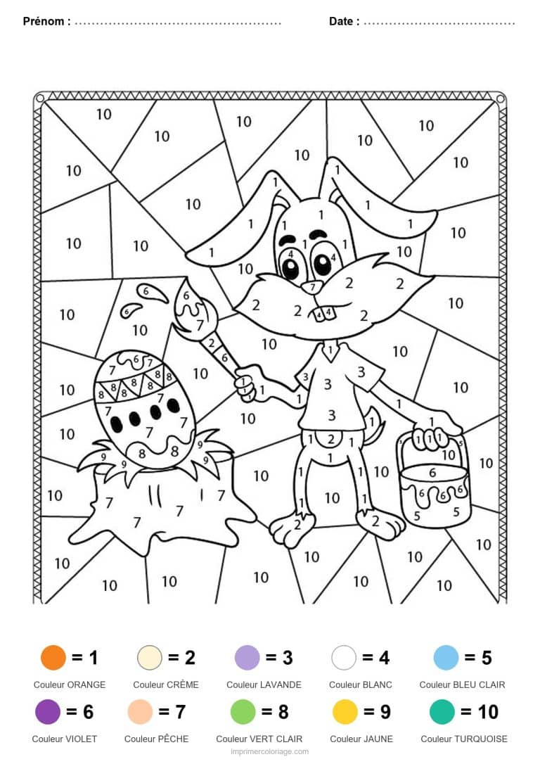 coloriage magique paques lapins de paques - dessin gratuit &agrave; imprimer