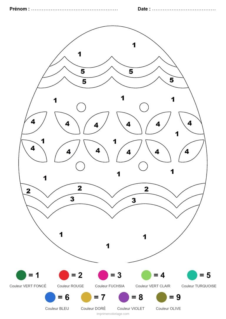 coloriage magique paques oeuf decore - dessin gratuit &agrave; imprimer