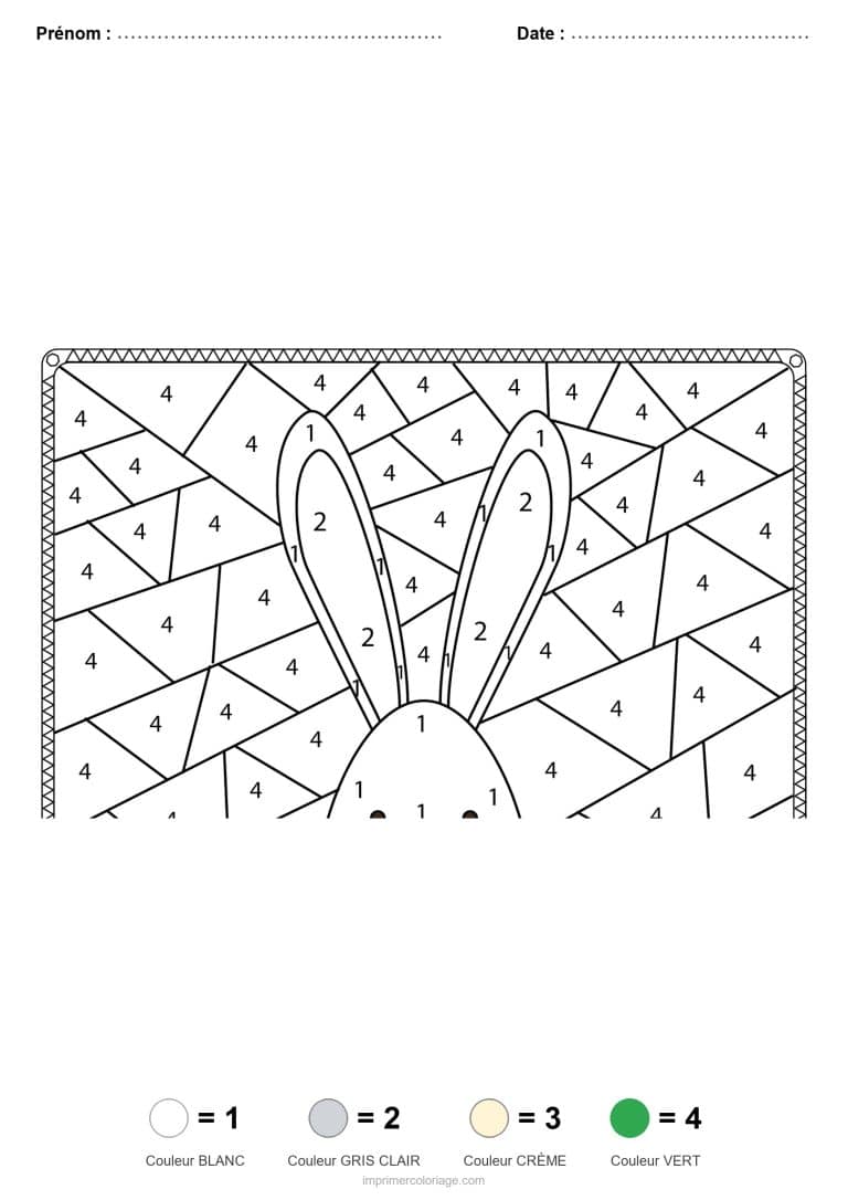 coloriage magique paques oreilles de lapin - dessin gratuit &agrave; imprimer