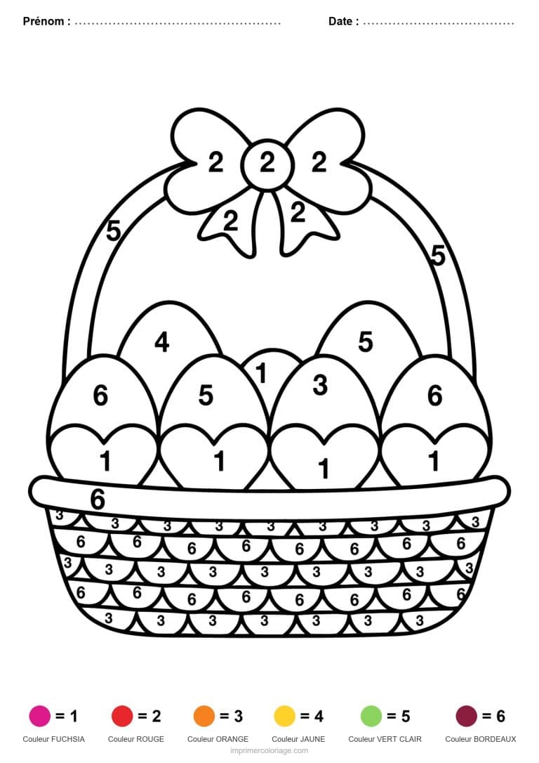 coloriage magique paques panier d oeufs 2 - dessin gratuit &agrave; imprimer