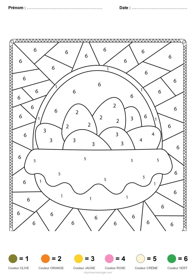 coloriage magique paques panier d oeufs de paques - dessin gratuit &agrave; imprimer