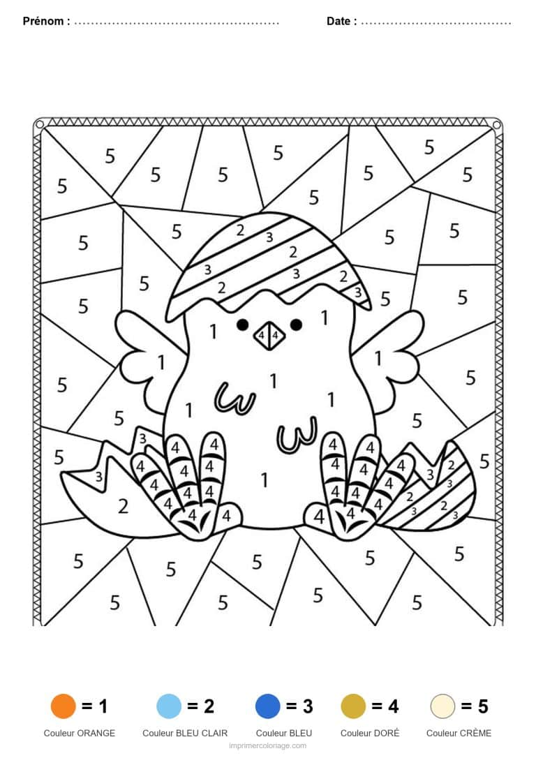 coloriage magique paques poussin - dessin gratuit &agrave; imprimer