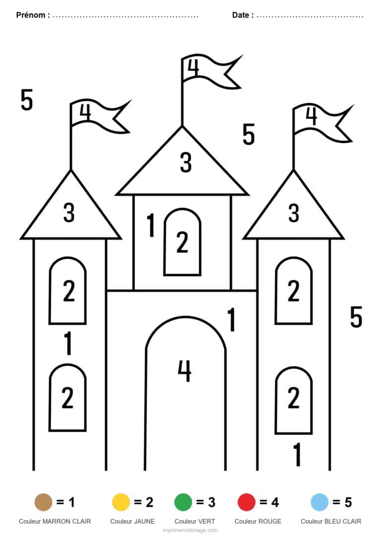 coloriage magique princesse chateau de princesse - dessin gratuit &agrave; imprimer