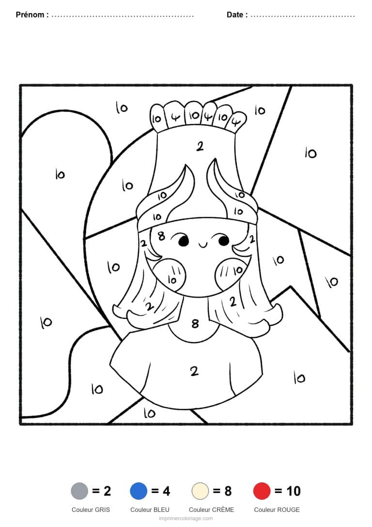 coloriage magique princesse reine antique - dessin gratuit &agrave; imprimer
