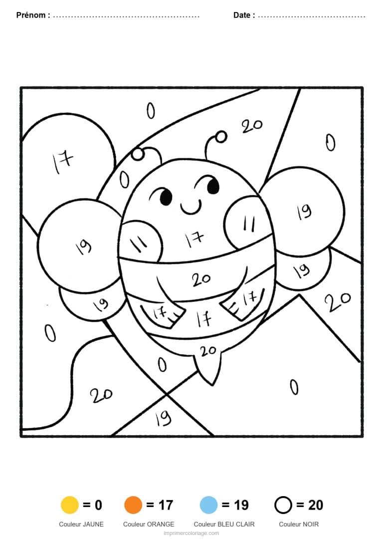 coloriage magique printemps abeille - dessin gratuit &agrave; imprimer