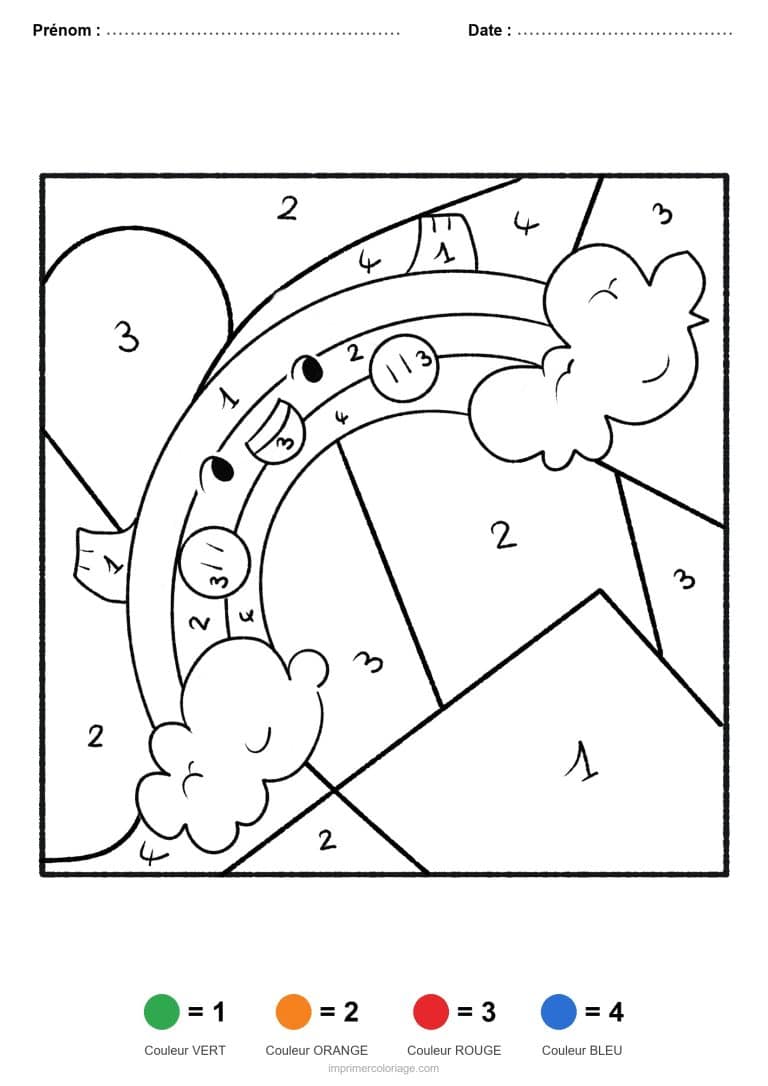 coloriage magique printemps arc en ciel - dessin gratuit &agrave; imprimer