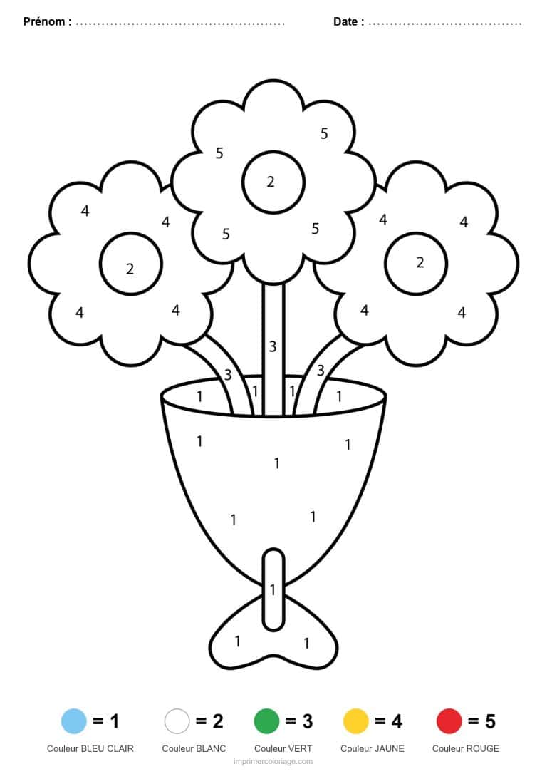 coloriage magique printemps bouquet en cornet - dessin gratuit &agrave; imprimer
