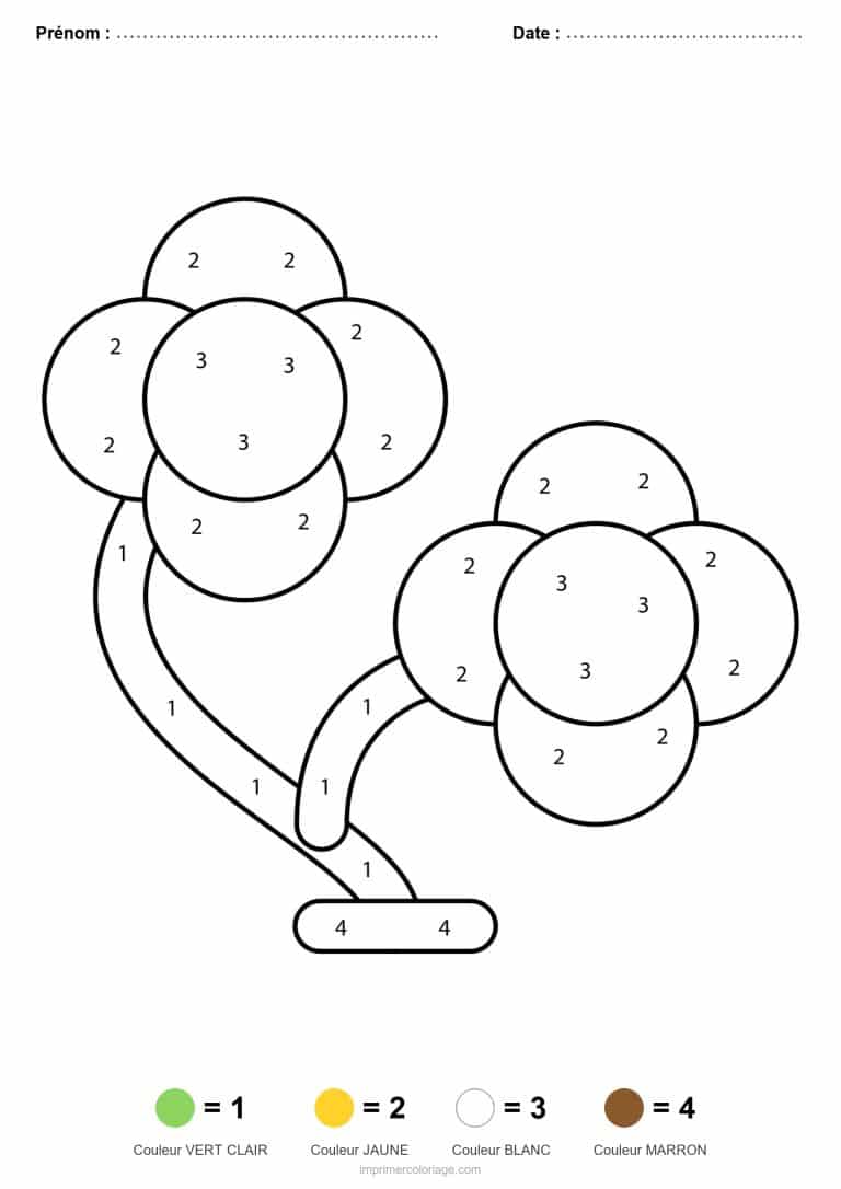 coloriage magique printemps branche fleurie - dessin gratuit &agrave; imprimer