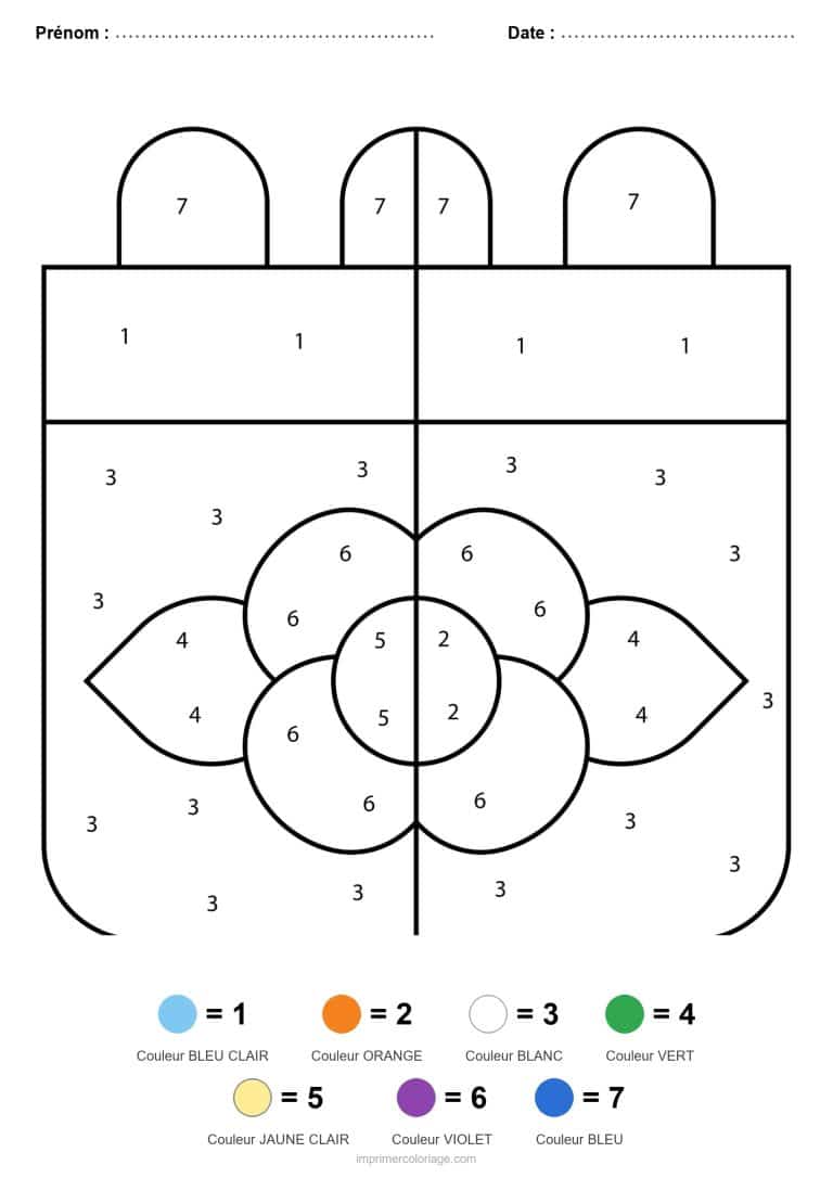 coloriage magique printemps cadeau fleuri - dessin gratuit &agrave; imprimer