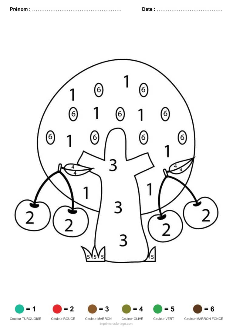 coloriage magique printemps cerisier - dessin gratuit &agrave; imprimer