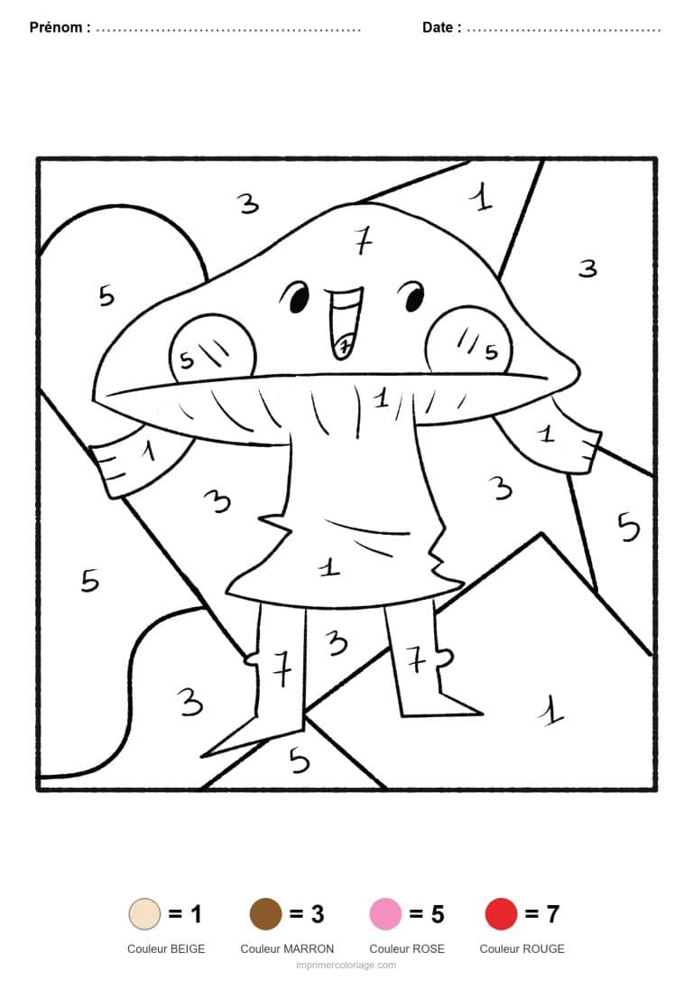 coloriage magique printemps champignon - dessin gratuit &agrave; imprimer