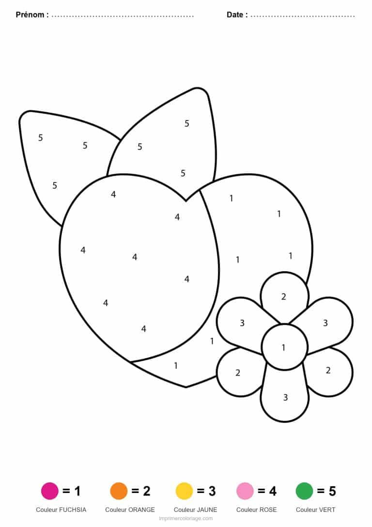 coloriage magique printemps citron et fleur - dessin gratuit &agrave; imprimer