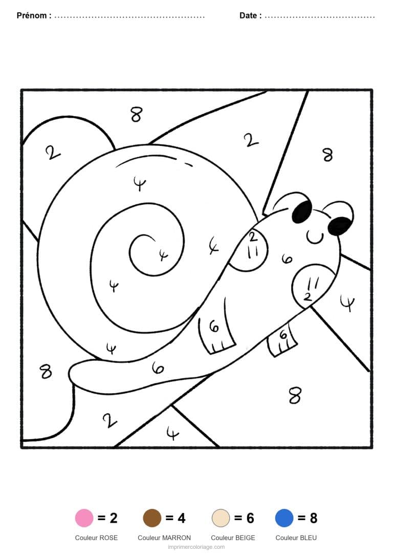 coloriage magique printemps escargot - dessin gratuit &agrave; imprimer