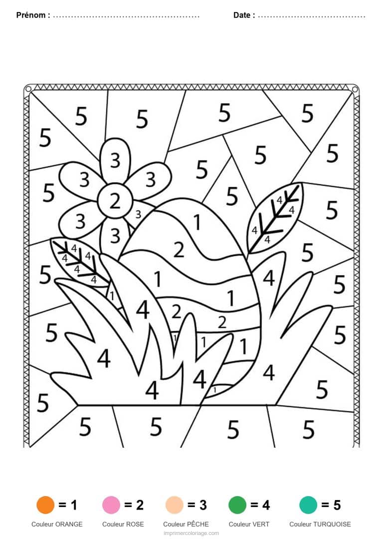 coloriage magique printemps fleur en mosaique - dessin gratuit &agrave; imprimer