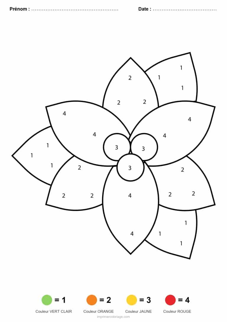 coloriage magique printemps fleur epanouie - dessin gratuit &agrave; imprimer