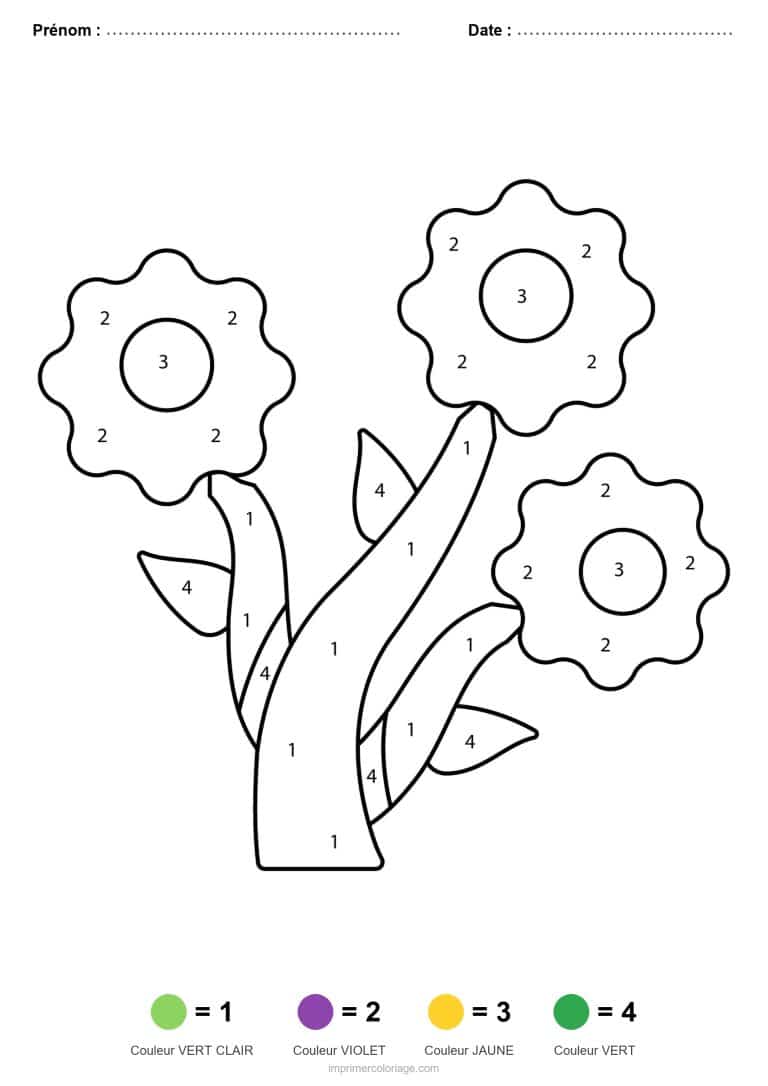 coloriage magique printemps fleurs sauvages - dessin gratuit &agrave; imprimer