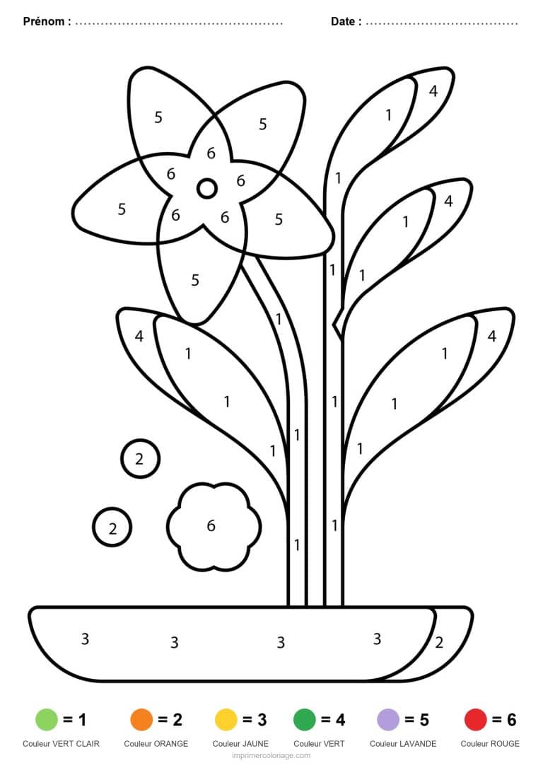 coloriage magique printemps plante fleurie - dessin gratuit &agrave; imprimer