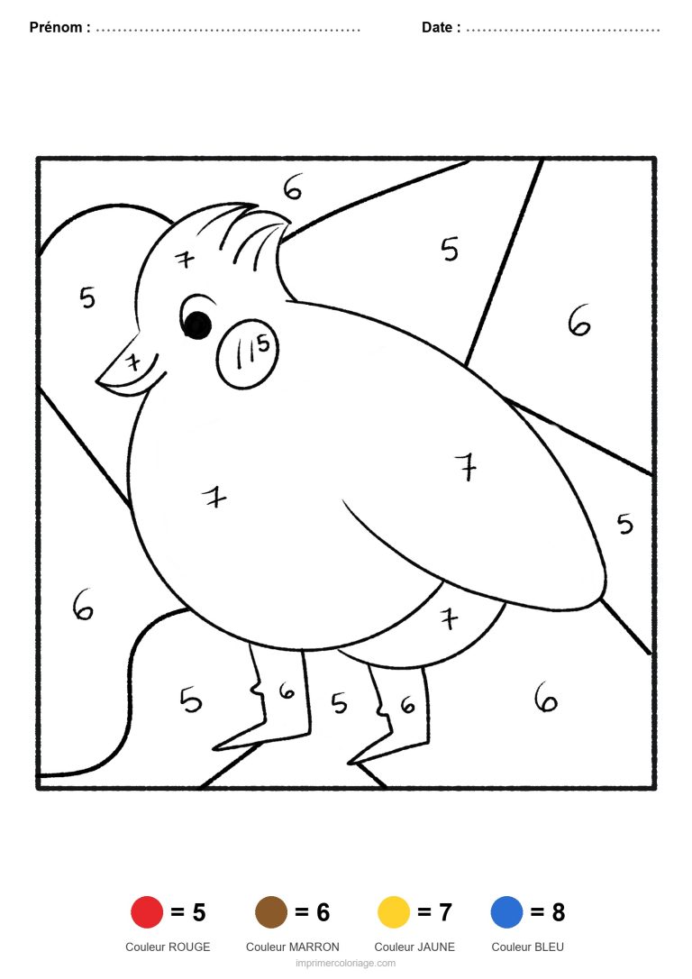 coloriage magique printemps poussin - dessin gratuit &agrave; imprimer