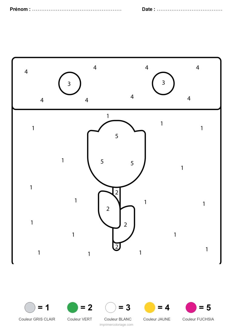 coloriage magique printemps tulipe sous la pluie - dessin gratuit &agrave; imprimer