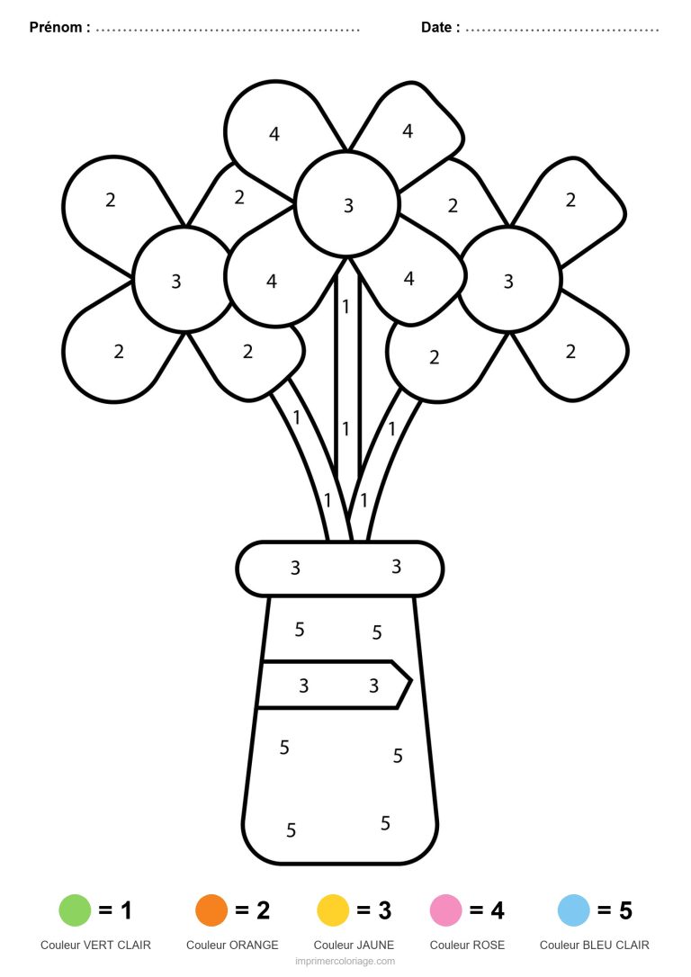 coloriage magique printemps vase de fleurs 2 - dessin gratuit &agrave; imprimer