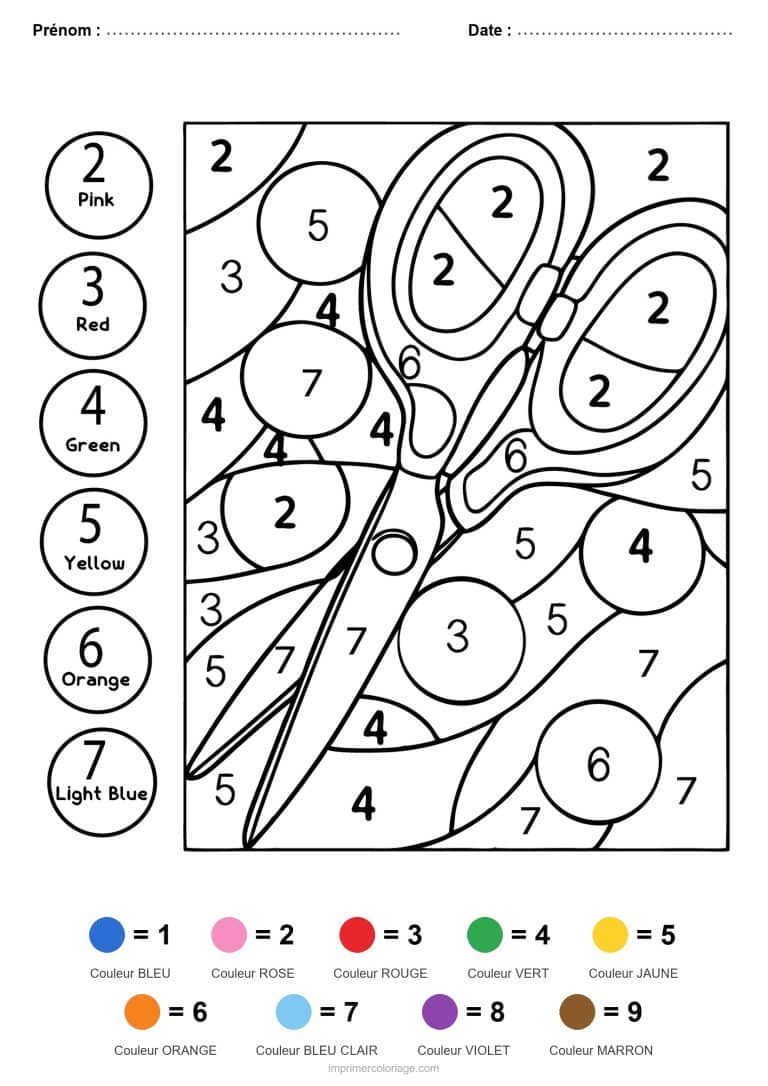 coloriage magique rentree ciseaux - dessin gratuit &agrave; imprimer