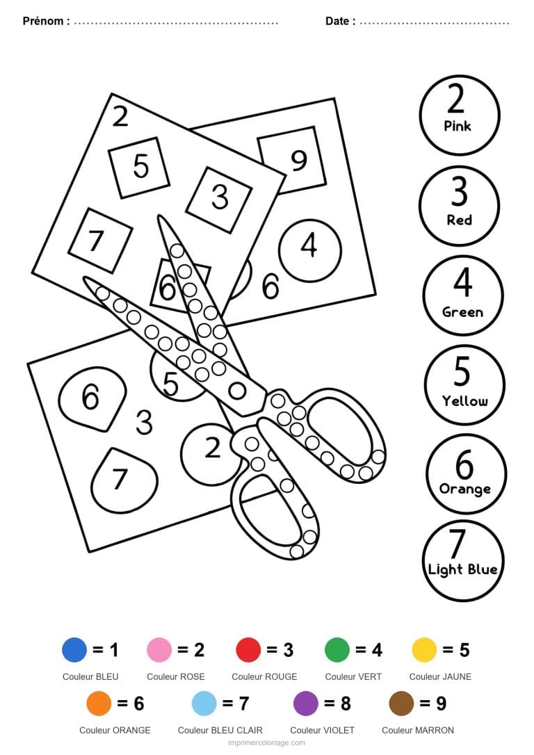 coloriage magique rentree ciseaux et papier - dessin gratuit &agrave; imprimer