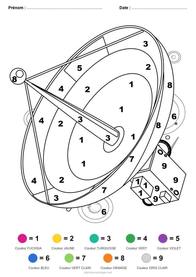 coloriage magique vehicules antenne satellite - dessin gratuit &agrave; imprimer