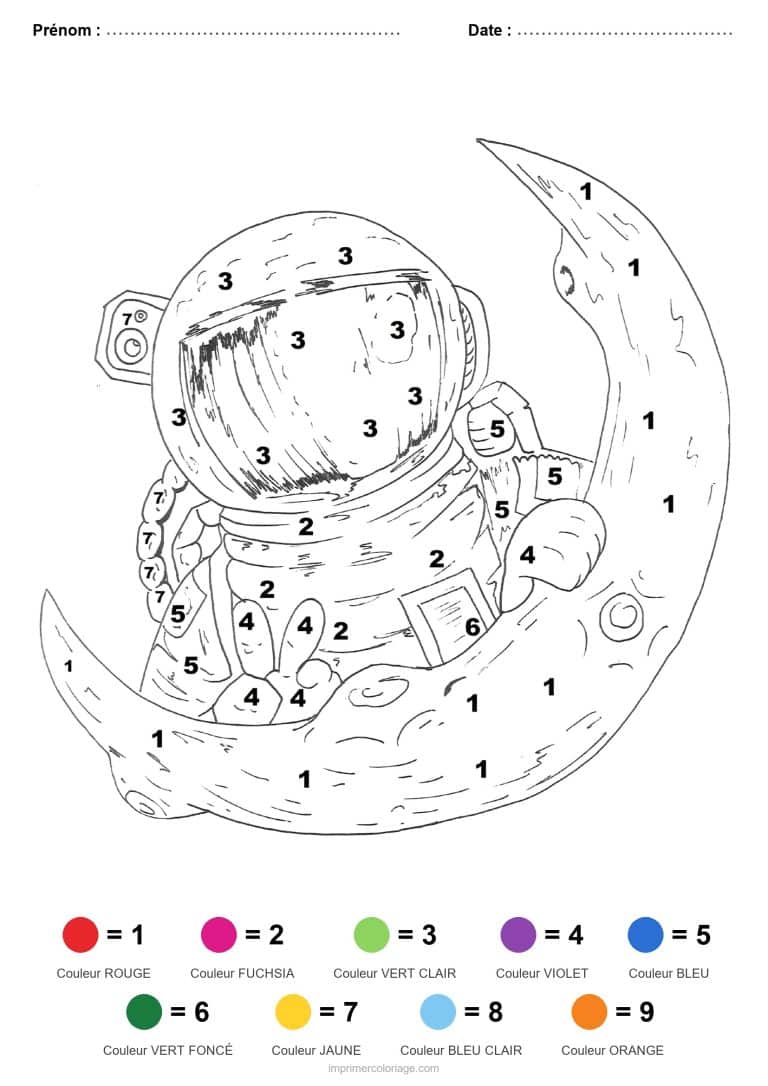 coloriage magique vehicules astronaute sur la lune - dessin gratuit &agrave; imprimer