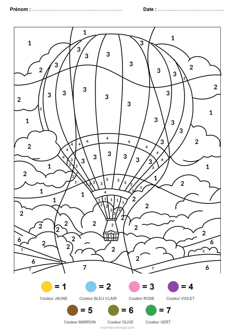 coloriage magique vehicules montgolfiere - dessin gratuit &agrave; imprimer