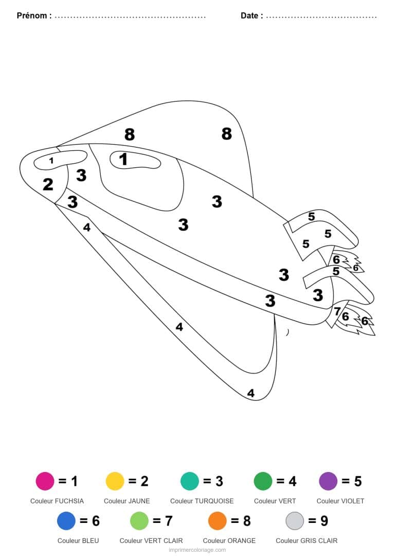 coloriage magique vehicules navette spatiale - dessin gratuit &agrave; imprimer