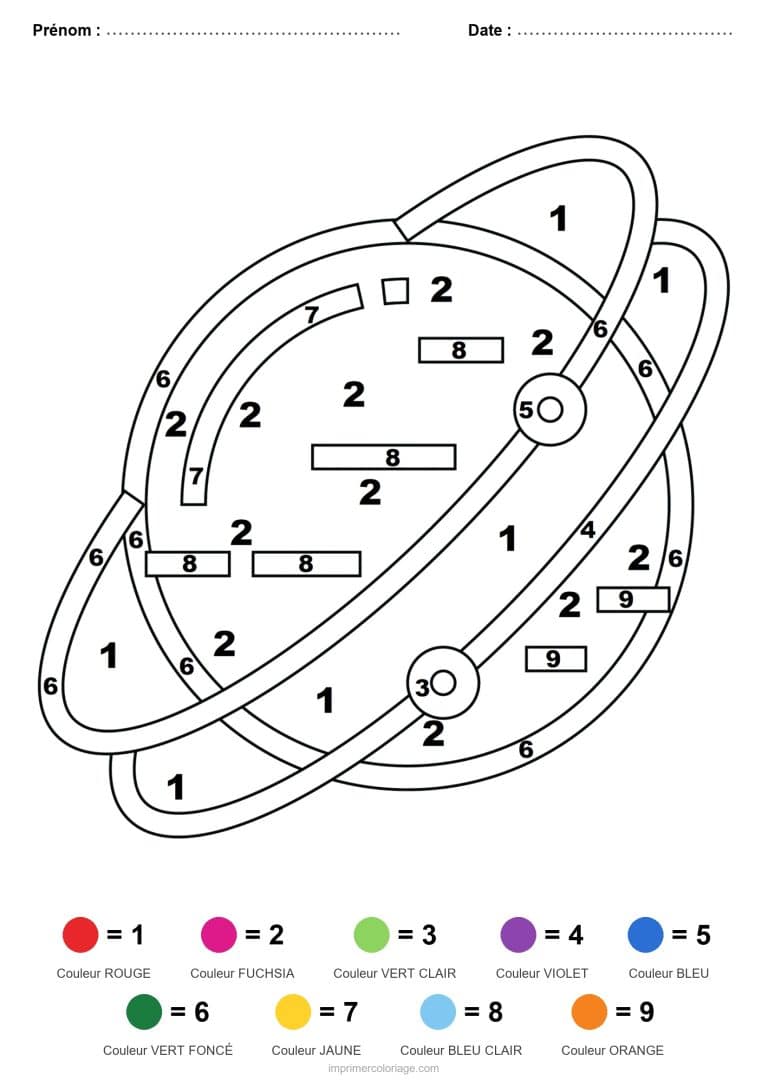 coloriage magique vehicules planete a anneaux - dessin gratuit &agrave; imprimer