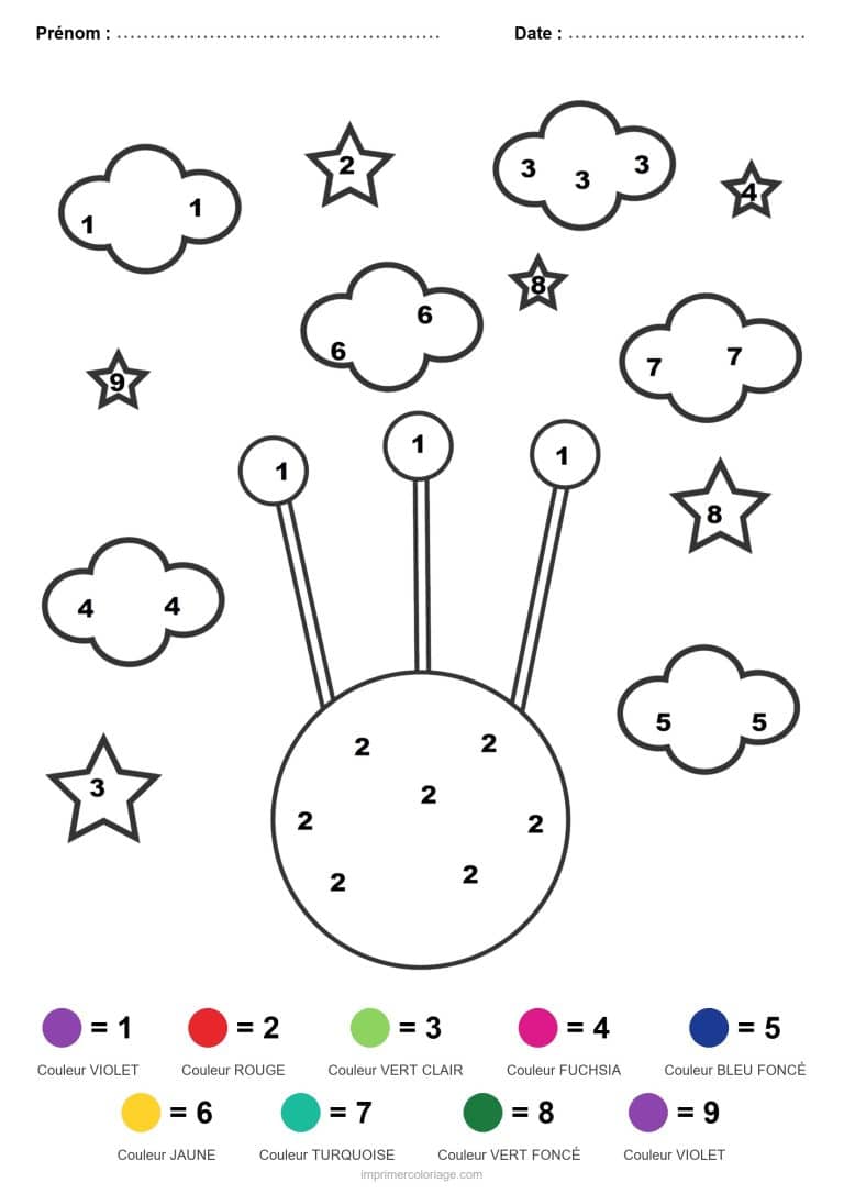coloriage magique vehicules planete et etoiles - dessin gratuit &agrave; imprimer