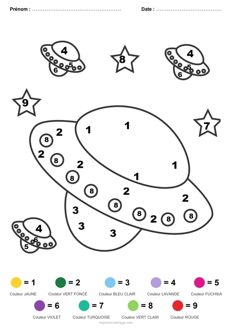coloriage magique vehicules planetes et soucoupe - dessin gratuit &agrave; imprimer